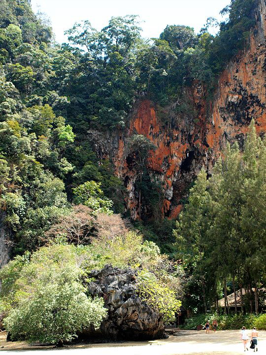 Dann geht man den Weg vom Railay West zum Phra Nang an den Felsen entlang.