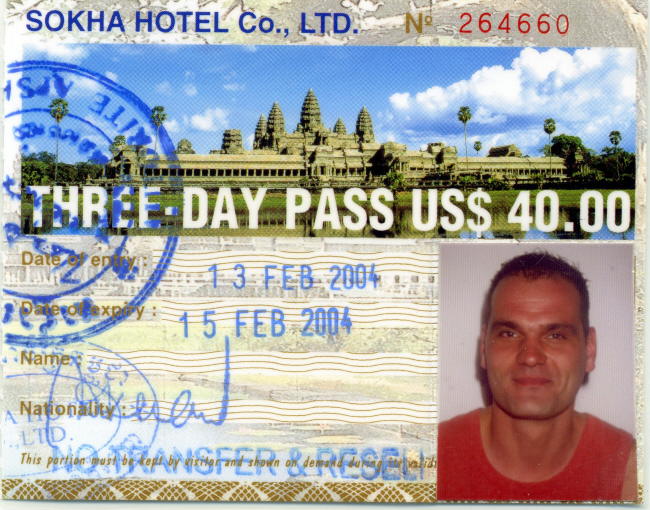 Angkor Wat Ticket fr 3 Tage. Das Foto fr den Ausweis wird vor Ort gemacht. 